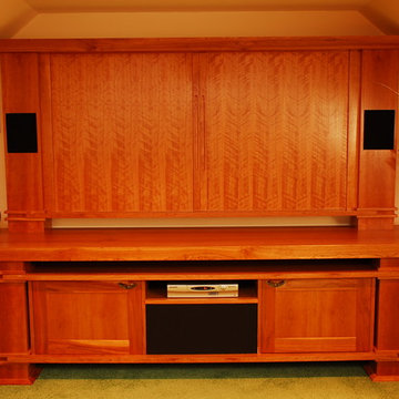 TV and Media Wall Units - Free Standing Wooden TV Unit Closed