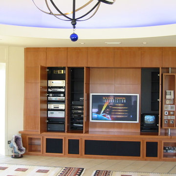 TV and Media Wall Units With Built In Storage Units Open