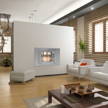 Two Sided Stainless Steel Wellington Wall Mounted Ethanol Fireplace