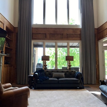 Two Story Curtains in Traditional Living Room