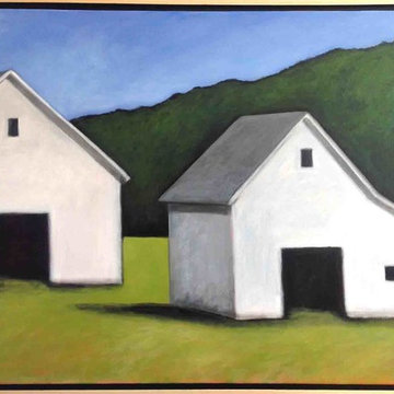 'Two White Barns in Summer' by Jen Violette