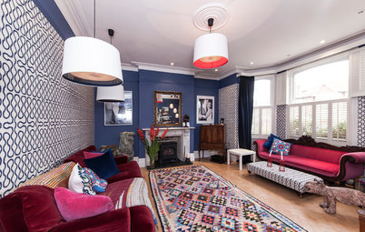 Houzz Британия: Яркие цвета и живые мотивы в лондонской квартире