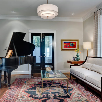 Inspiration for a timeless living room remodel in Dallas with a music area