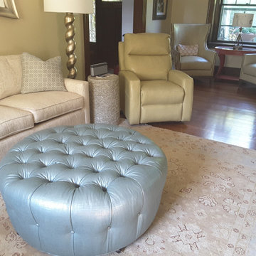 Utilizing awkward living room shape.