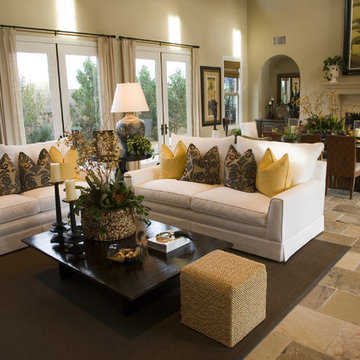 uxury home living room with contemporary decor.