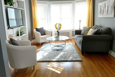Transitional living room photo in Providence
