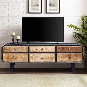 Varnamtown Reclaimed Wood & Iron Industrial TV Media Console
