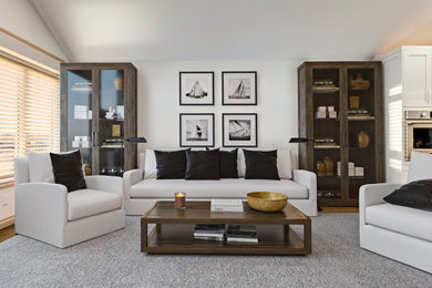 Example of a mid-sized transitional living room design in Calgary