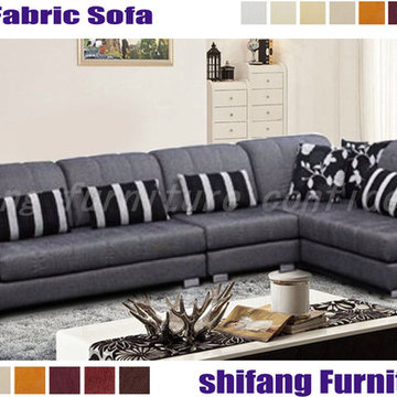 velvet fabric L shape sofa 1+3+chaise with fuctional headrest