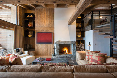 Design ideas for a rustic living room in London.