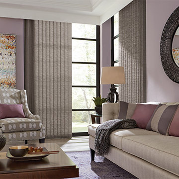 VERTICAL FABRIC BLINDS - Graber vertical blinds for living room.