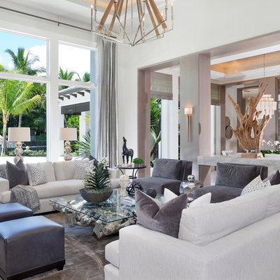 Inspiration for a transitional formal and open concept living room remodel in Miami
