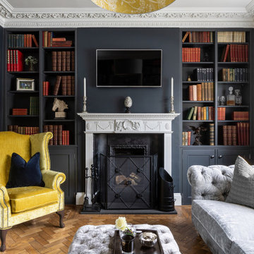 75 Beautiful Victorian Living Room with a Wall Mounted TV Ideas and ...