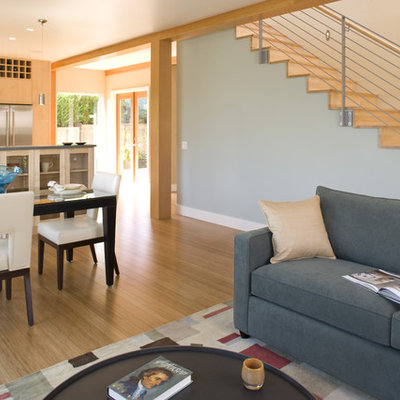 Example of a trendy open concept living room design in Seattle