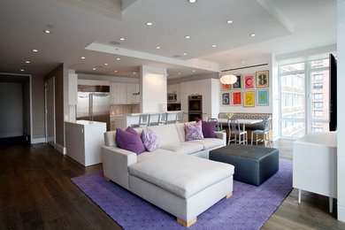 Trendy open concept living room photo in New York