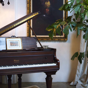 Vignette of antique baby grand