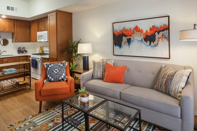 Example of a transitional living room design in Santa Barbara