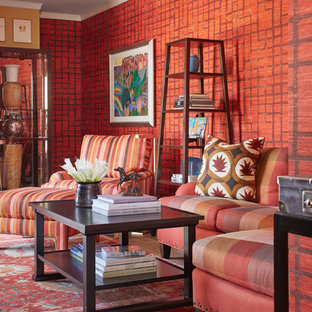 75 Beautiful Red Dark Wood Floor Living Room Pictures & Ideas - July