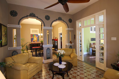 Inspiration for a mediterranean living room remodel in Miami