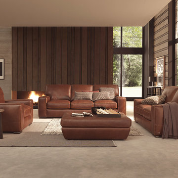 Vincenzo B858 Leather Sofa Set by Natuzzi Editions