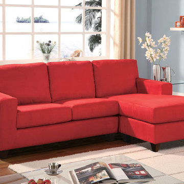 Vogue Reversible Chaise Sectional, Red Microfiber