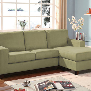 Vogue Reversible Chaise Sectional, Sage Microfiber