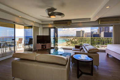Example of a trendy living room design in Hawaii