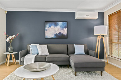Living room - coastal living room idea in Brisbane