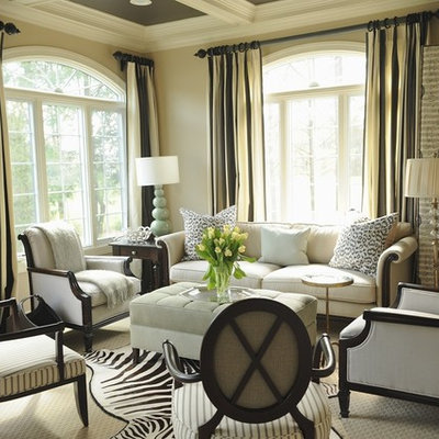 Inspiration for a timeless living room remodel in DC Metro with beige walls