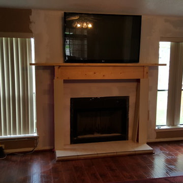 Wall and fire place mantle restoration