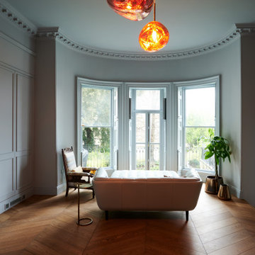 Wall panelling and parquet flooring