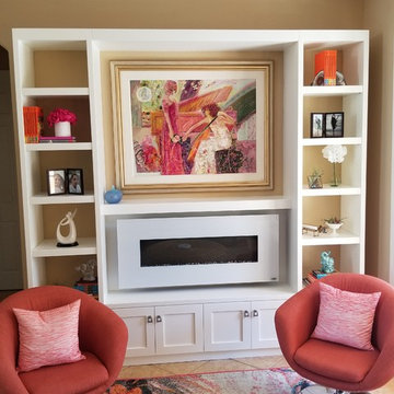 Wall unit with built in fireplace