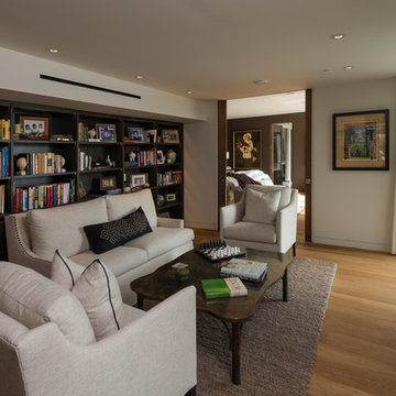 Wallace Ridge Beverly Hills modern home luxury primary suite with library sittin