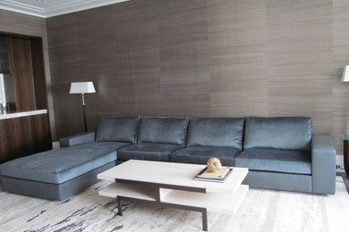 Living room - small modern formal and open concept living room idea in Chicago with gray walls, no fireplace and no tv