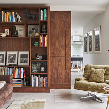 Walnut and Painted Sliding Walls