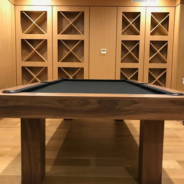 Walnut pool table with a ping pong and dining coversion top