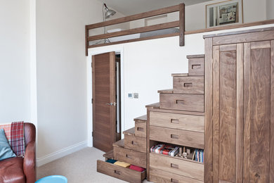 Walnut stairs with storage solutions