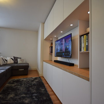 Warm Modern Living Room Media Unit - Brixton, London.