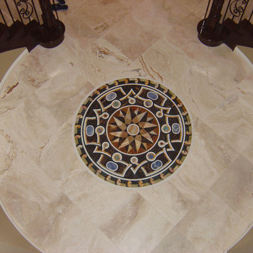 Waterjet Marble Art Piece Medallion Inlay, Galileo Mosaic I Mozaico
