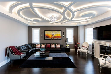 Wavy ceiling beam pattern with LED lighting