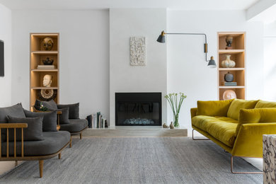 Trendy living room photo in New York