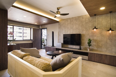 Example of a mountain style living room design in Singapore