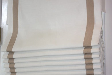 White Banded Roman Shades