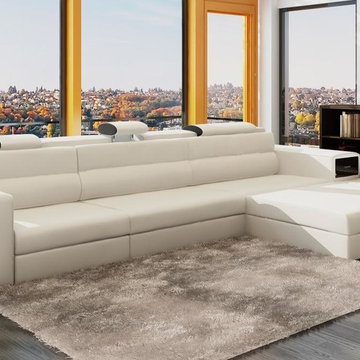White Bonded Leather Sectional Sofas