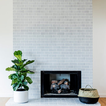 White Brick Fireplace Surround and Hearth