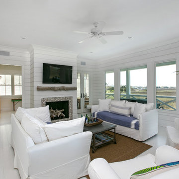 White Living Room In White House - Nautical & Beachy