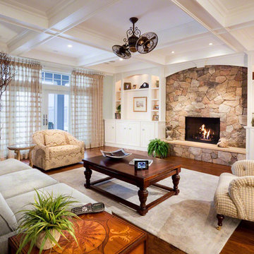 White Room with Stone Fireplace