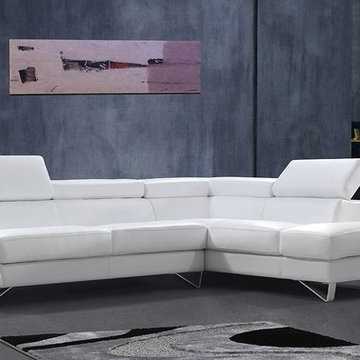 White Sectional Sofa with Adjustable Headrests