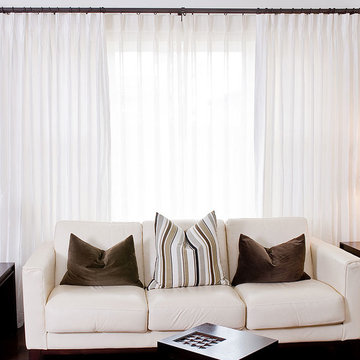 White Silk Drapes with Sheers