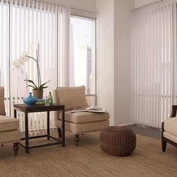 WHITE VERTICAL BLINDS - Lafayette Discoveries Living Room Ideas